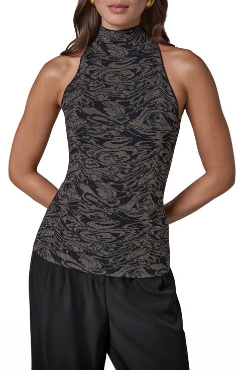 Mock Neck Halter Knit Top
