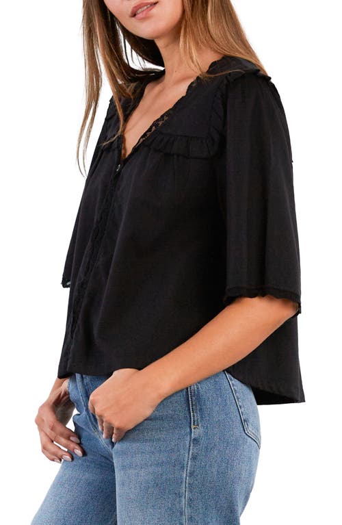 Billy T Juliet Lace & Ruffle Cotton Blend Top In Multi