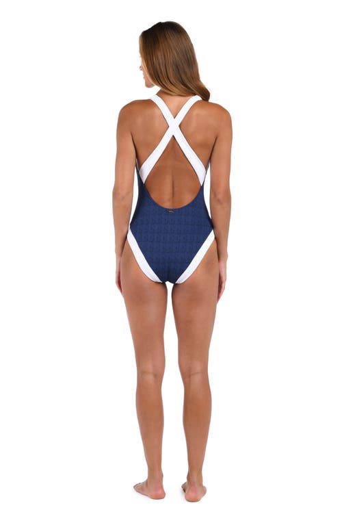 L Agence L'agence Lisa Colorblock Plunge One-piece Swimsuit In Marine