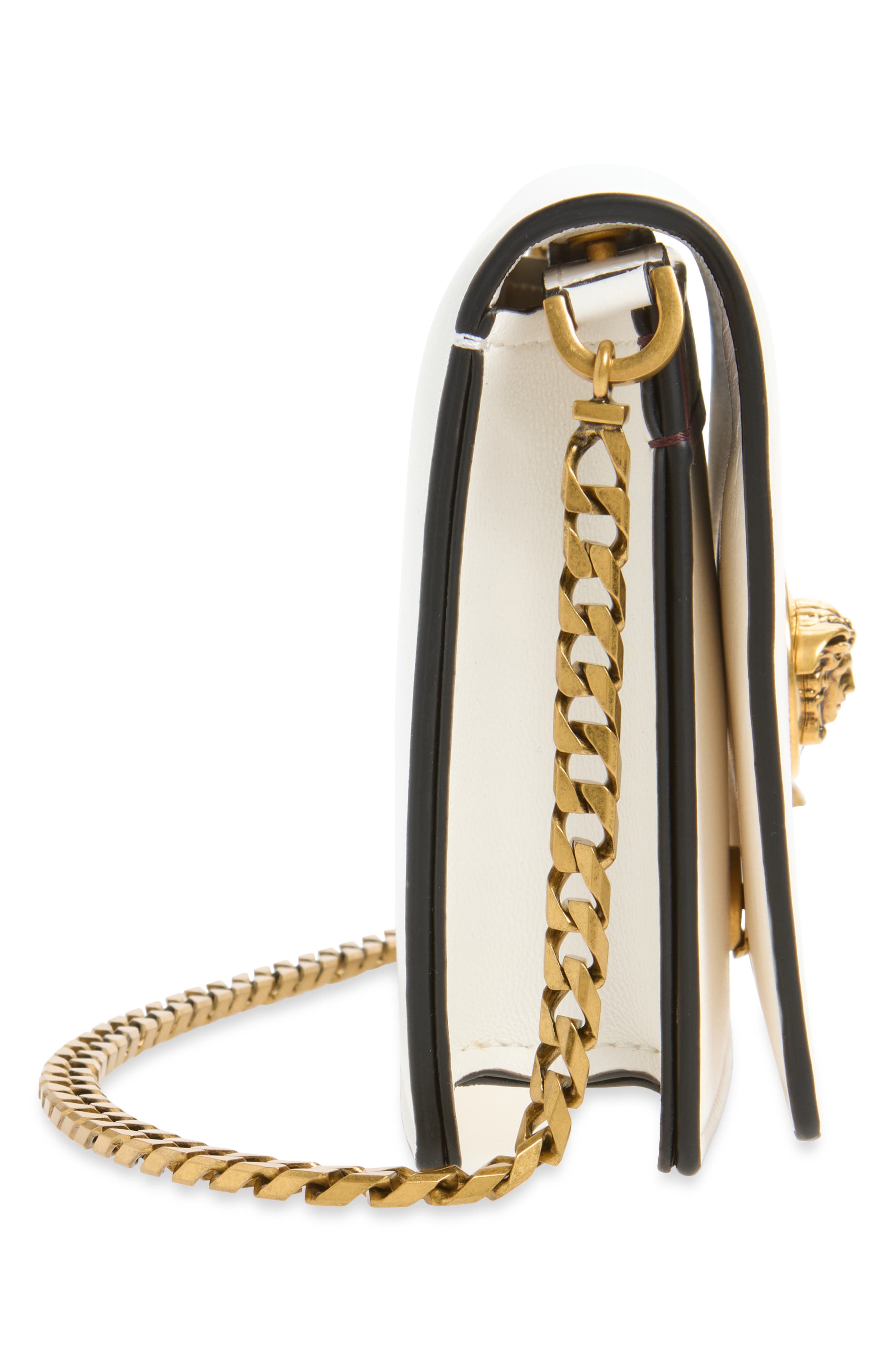 Leather Clutch, Alternate, color, WHITE/BLACK-GOLD 82