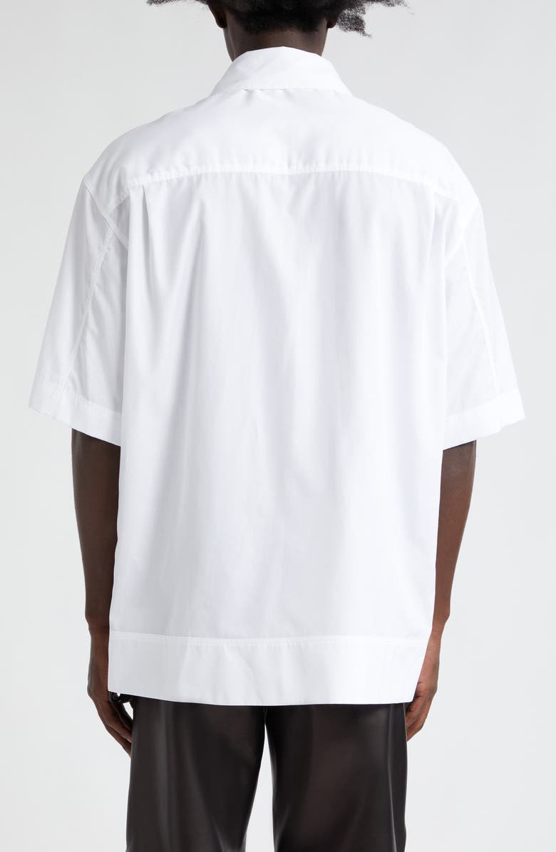 Simone Rocha Embellished Collar Boxy Short Sleeve Cotton Button-Up Shirt, Alternate, color,