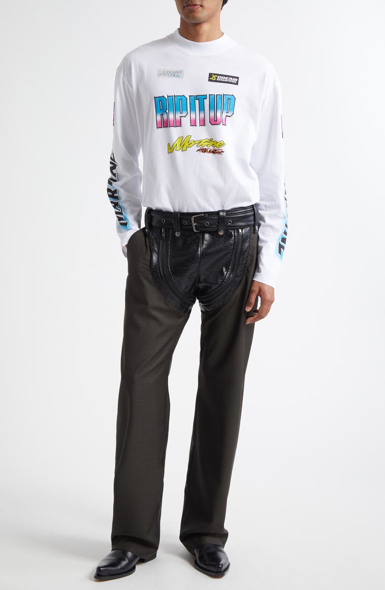 Martine Rose Zip Chap Mixed Media Pants, Alternate, color,