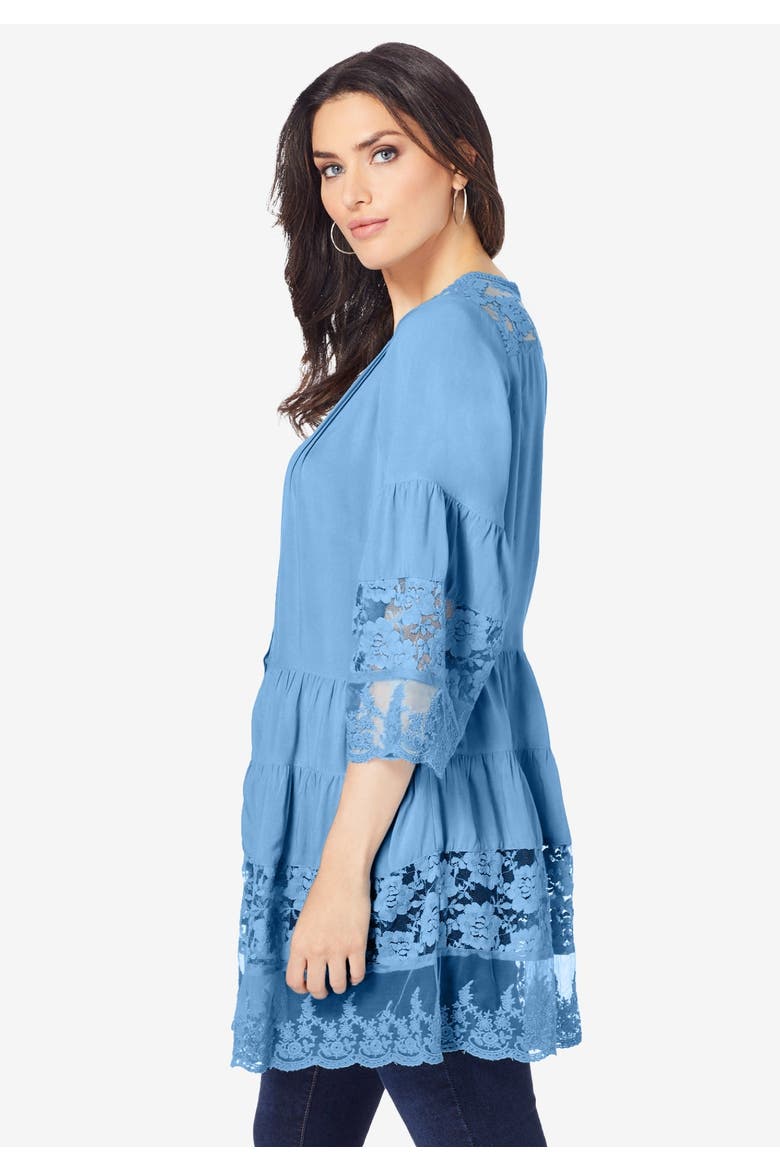 Lace Illusion Blouse, Alternate, color, PURPLE MAGENTA