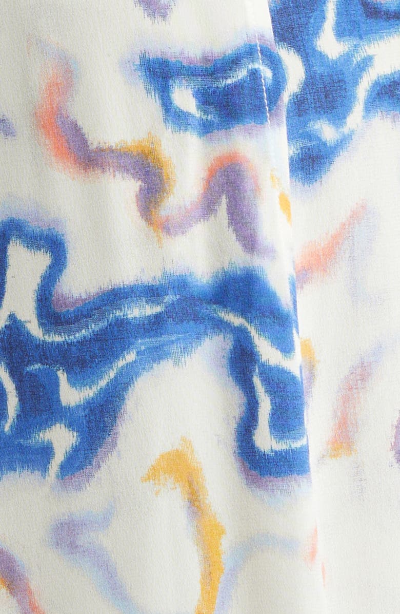 Ulla Johnson Adalyn Ikat Wave Print Long Sleeve Silk Crêpe de Chine Midi Dress, Alternate, color, Prism