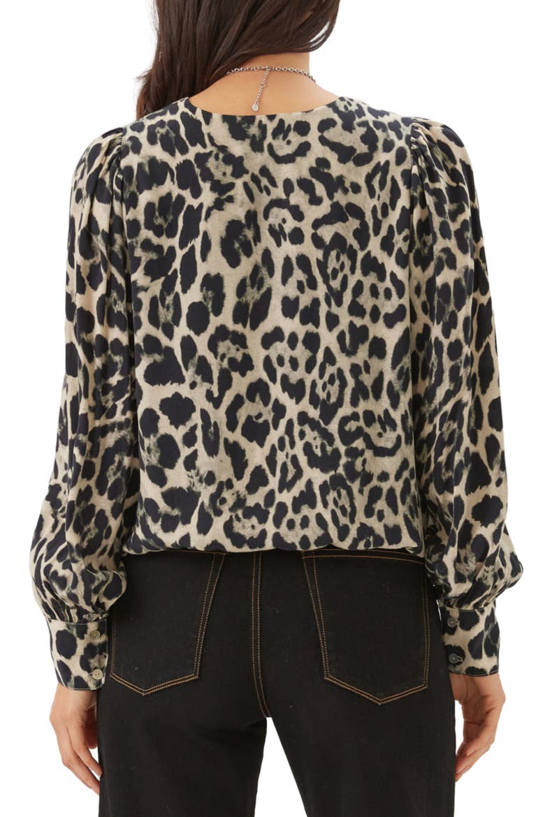 Puff Sleeve V-Neck Top, Alternate, color, PRINT
