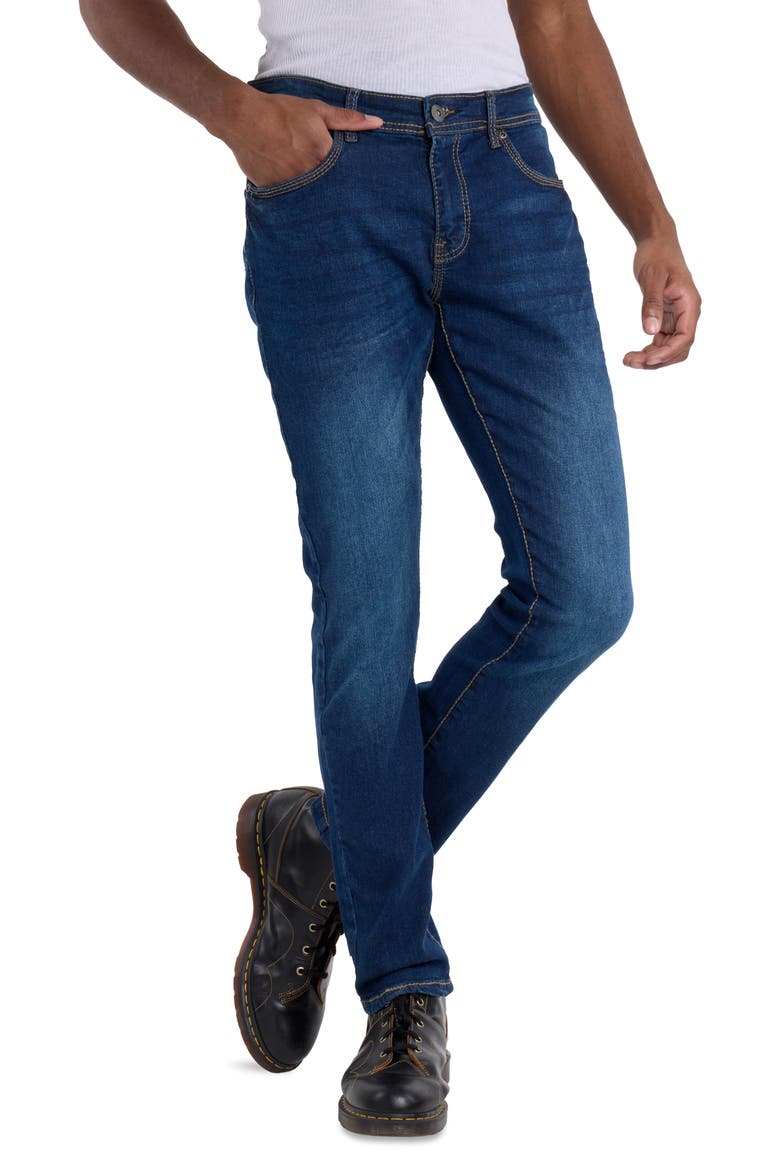 Saddle Stitch Stretch Straight Leg Jeans, Alternate, color, INDIGO