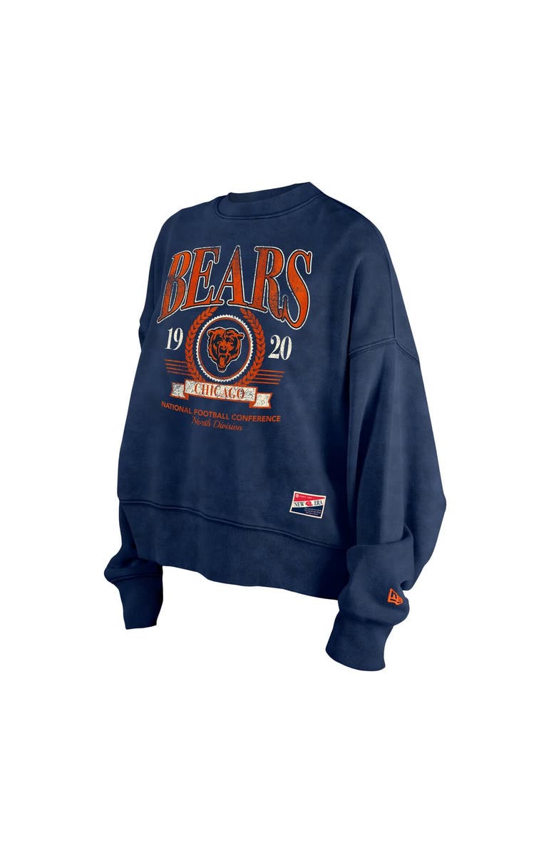 New Era Women's New Era Navy Chicago Bears Throwback Boxy Sweatshirt, Alternate, color, 