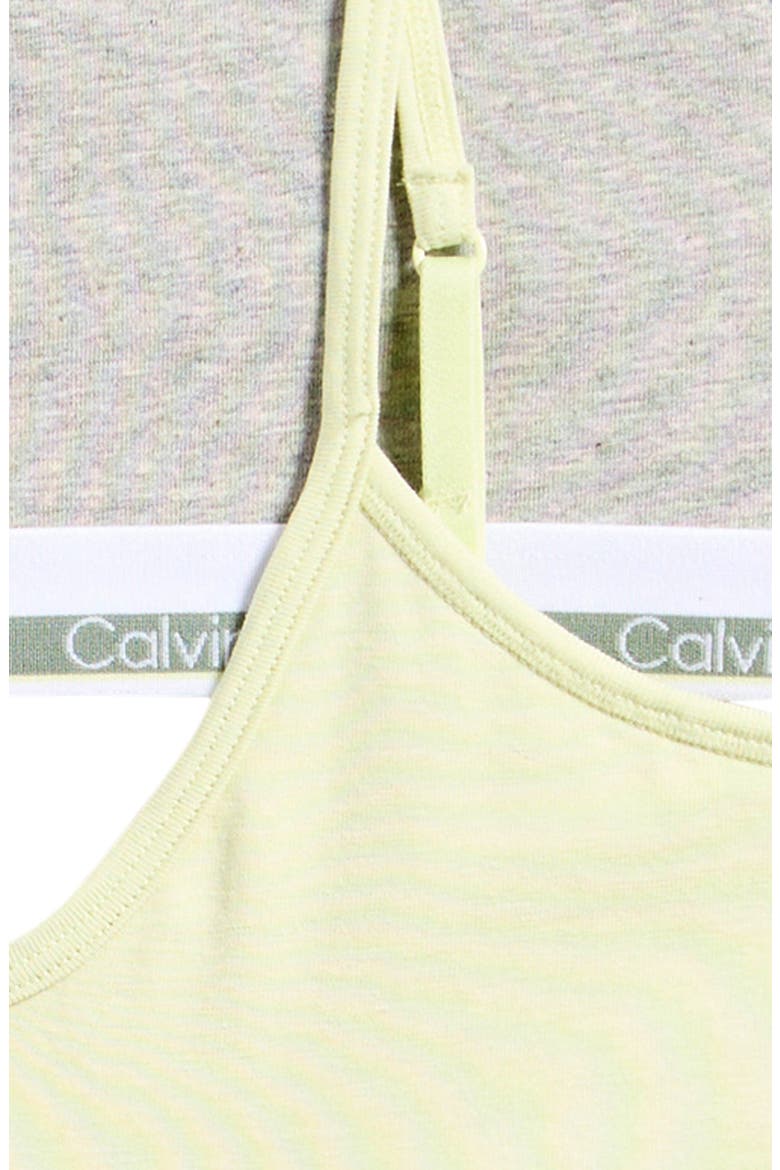 Kids' Assorted 3-Pack Varsity Stretch Cotton Bralettes, Alternate, color, JADE/ YELLOW/ HEATHER GREY