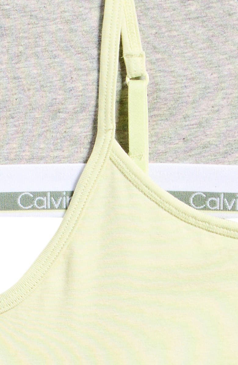 Calvin Klein Kids' Assorted 3-Pack Varsity Stretch Cotton Bralettes, Alternate, color, Jade/ Yellow/ Heather Grey