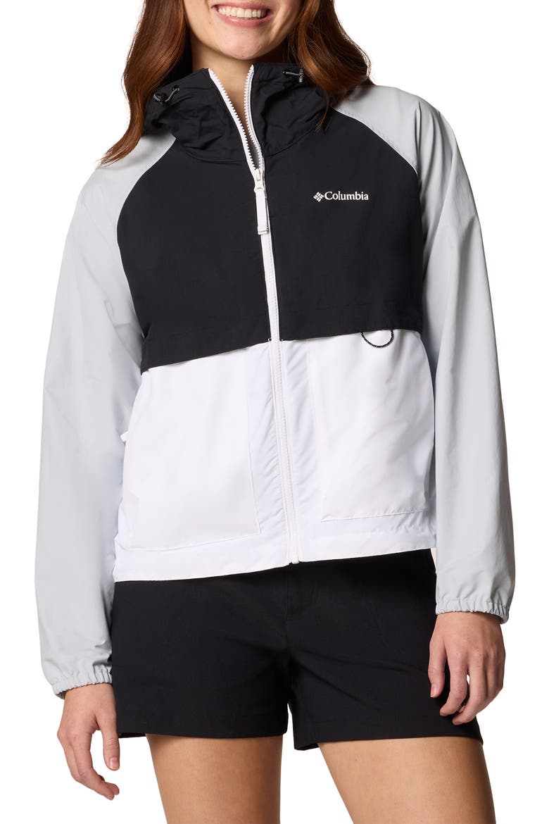Spire Valley Water Repellent Windbreaker, Main, color, WHITE/ BLACK/ CIRRUS