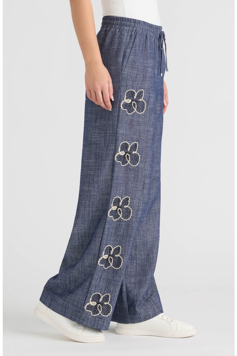 Embroidered Drawstring Pants, Alternate, color, DENIM BLUE