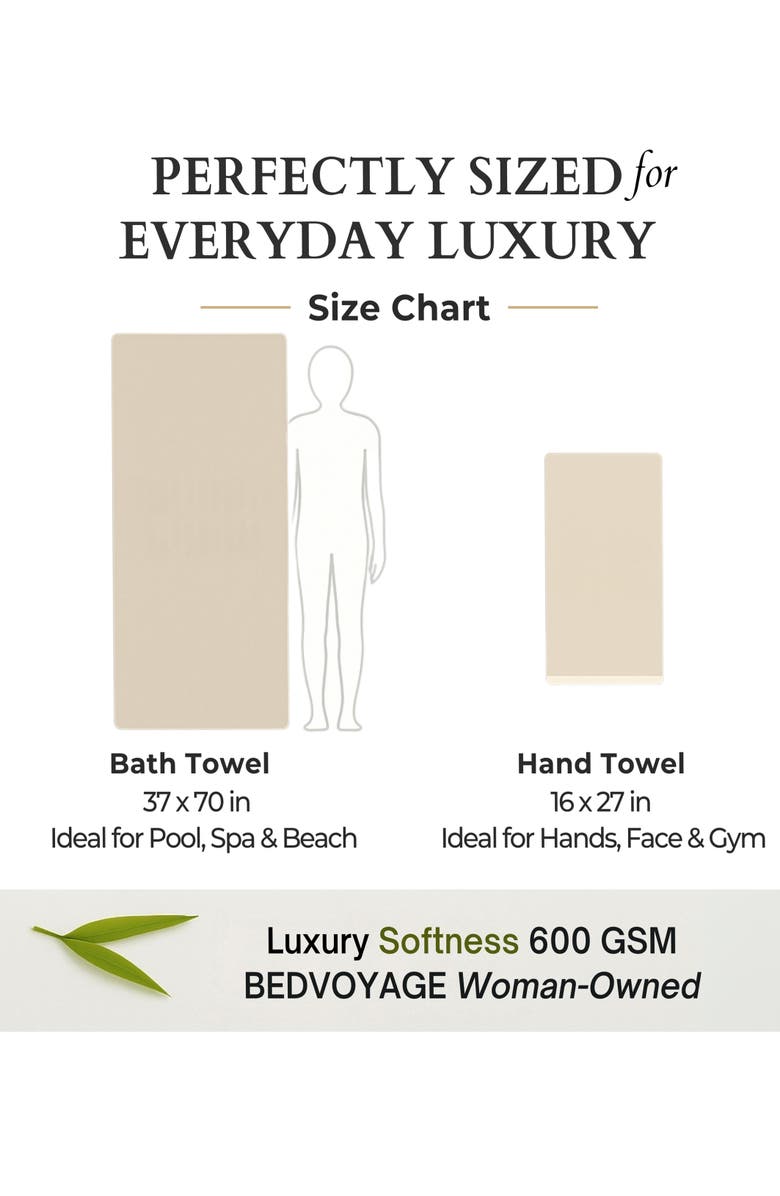 BedVoyage Melange Viscose Cotton Blend Odor & Mildew Resistant Bath Sheet & Hand Towel Set, Alternate, color, Sand