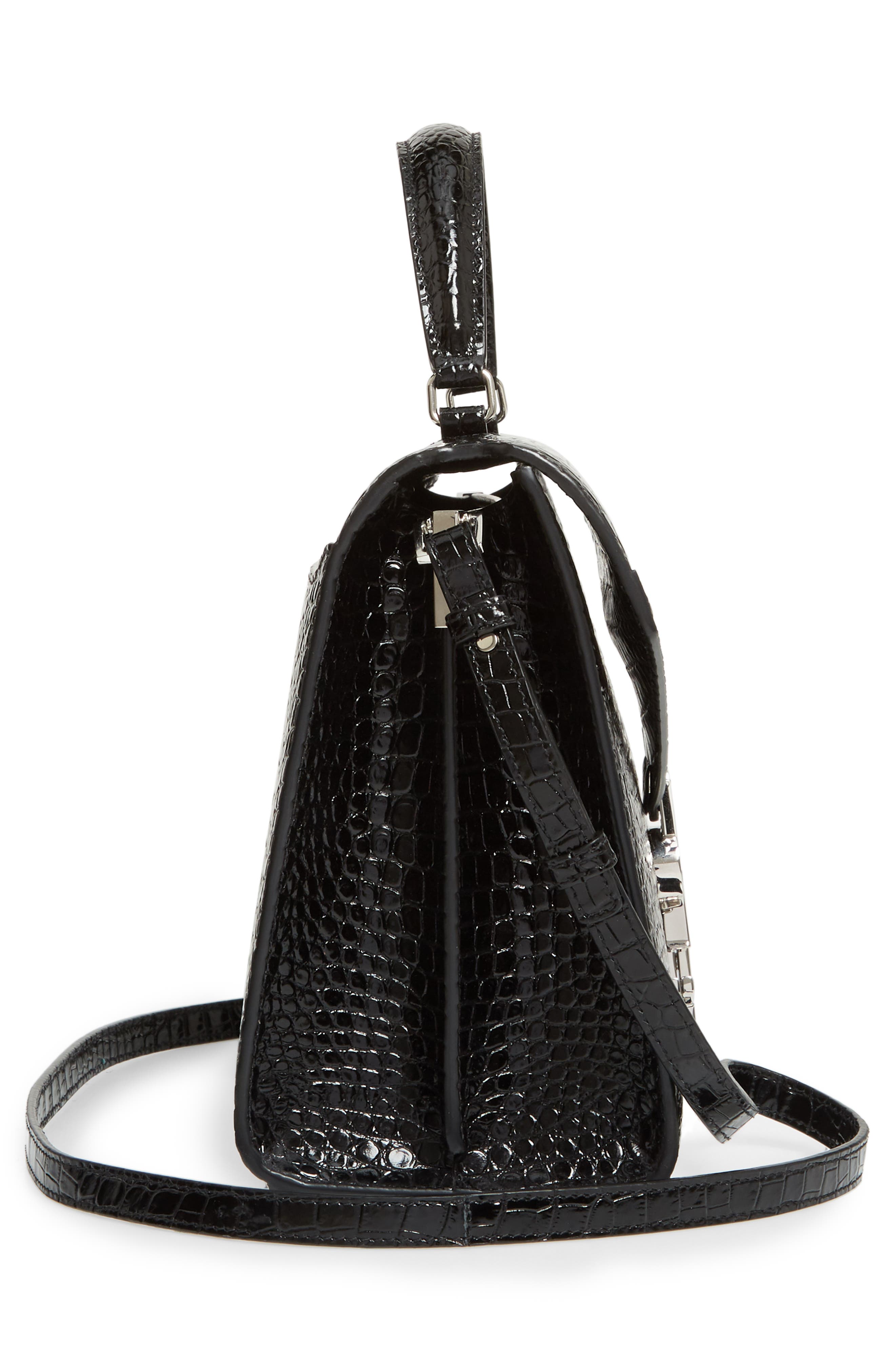 Saint Laurent Medium Cassandra Croc Embossed Calfskin Satchel, Alternate, color, 