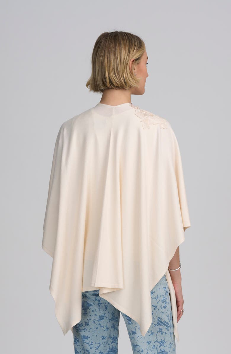ELLE Collection Fine Gauge Draped Cardigan With Lace Applique, Alternate, color, Ivory