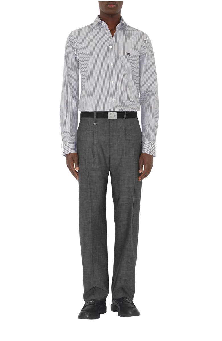 Burberry Regular Fit Striped Cotton Shirt, Main, color, Black/White