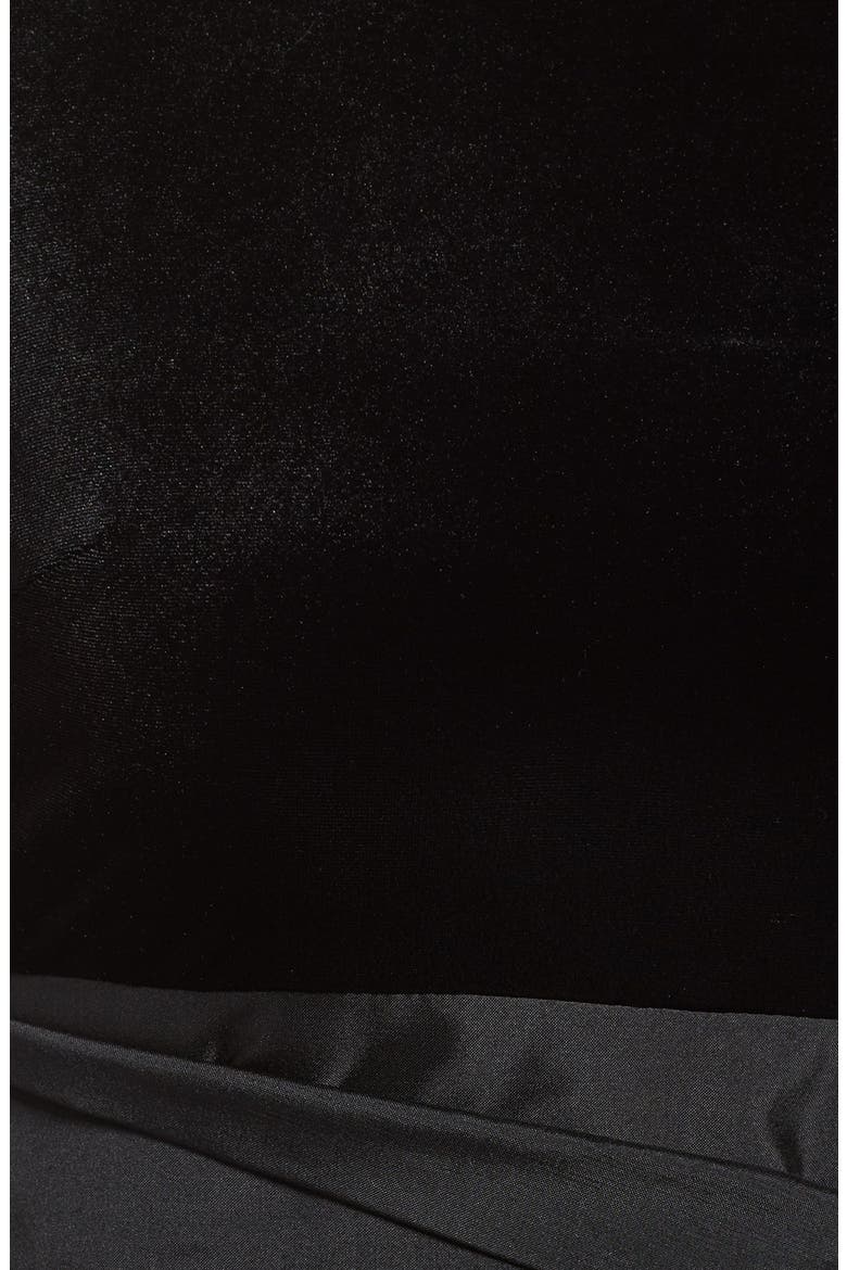 Velvet & Taffeta Fit & Flare Dress, Alternate, color, BLACK