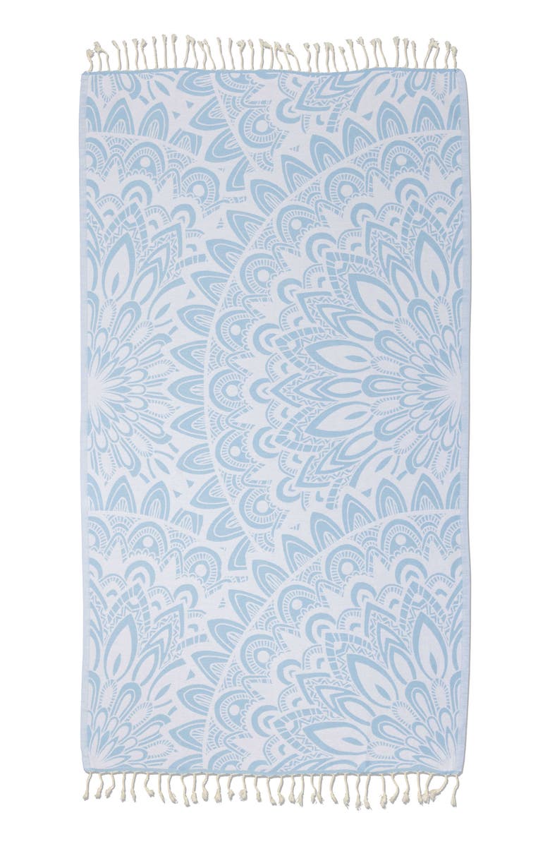InfuseZen Mandala Organic Turkish Towel, Alternate, color, Light Blue