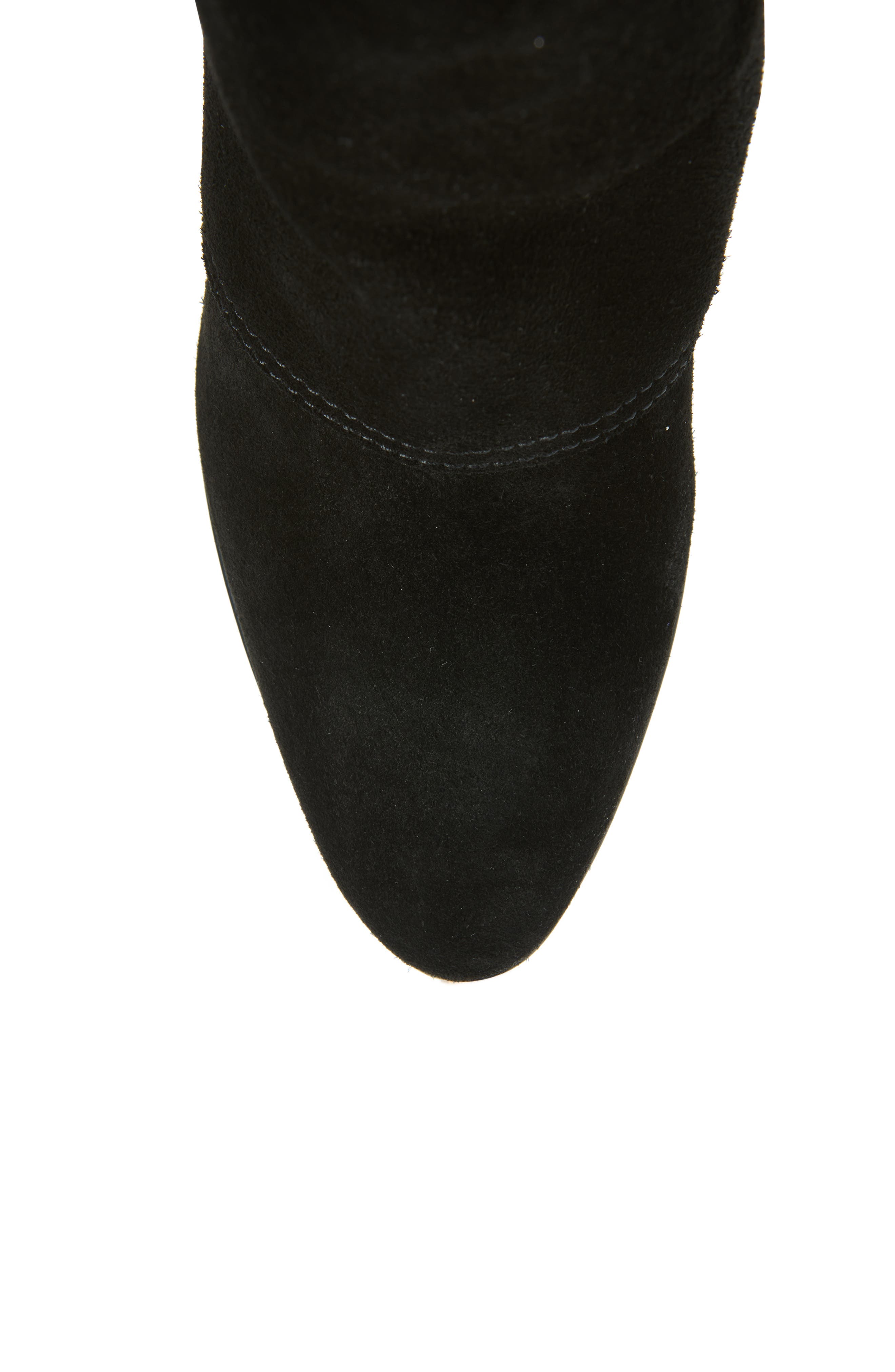 Anouk Ruffled Suede Ankle Boot, Alternate, color, BLACK