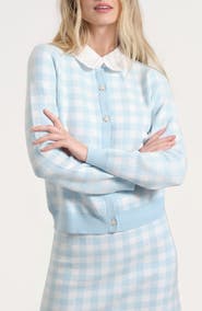 Isaac Mizrahi New York Mixed Media Gingham Cardigan