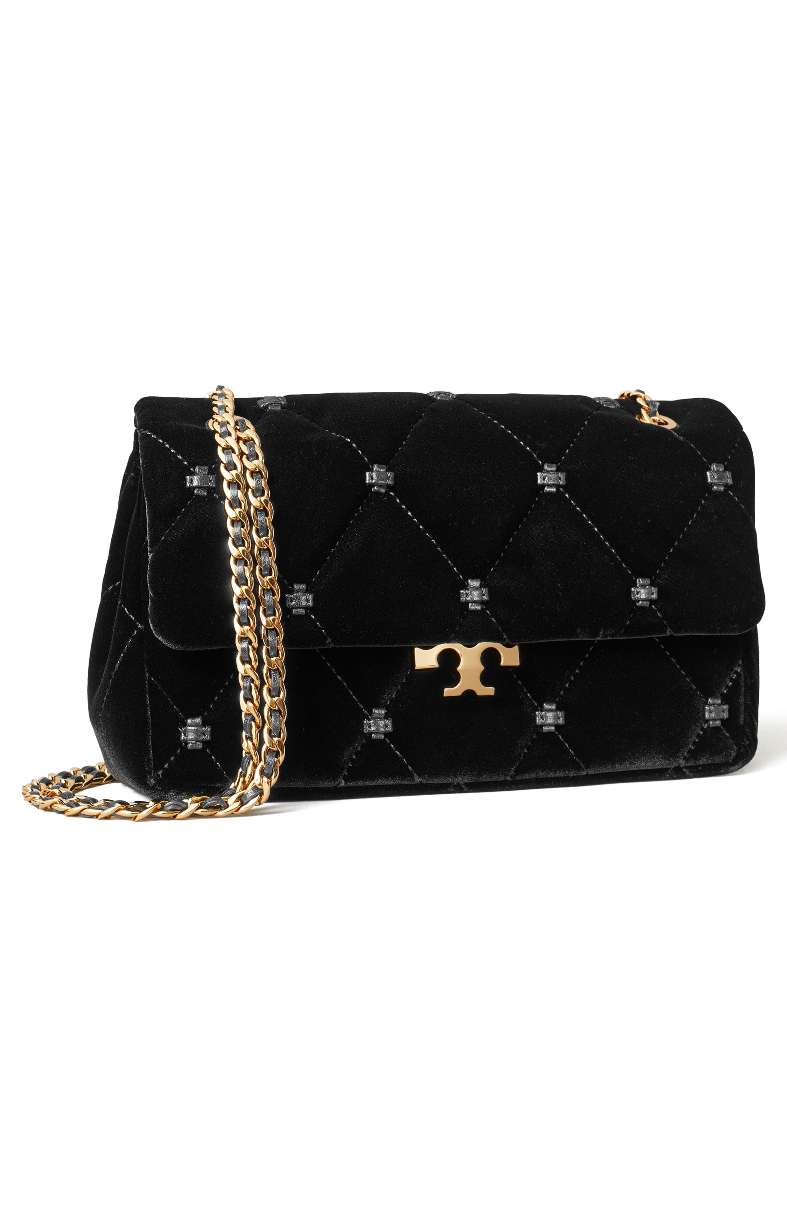 Bunny Knot Velvet Small Shoulder Bag, Alternate, color, BLACK