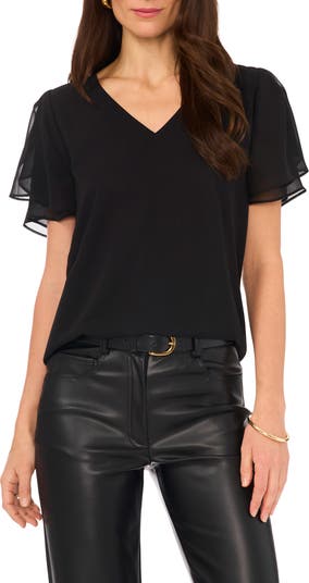 ヴィンスカムート Vince Camuto Yd Polished ニット Tee レディース シャツ トップス Tulip Red Vince Camuto V-Neck Tulip Sleeve Chiffon Top | Nordstrom