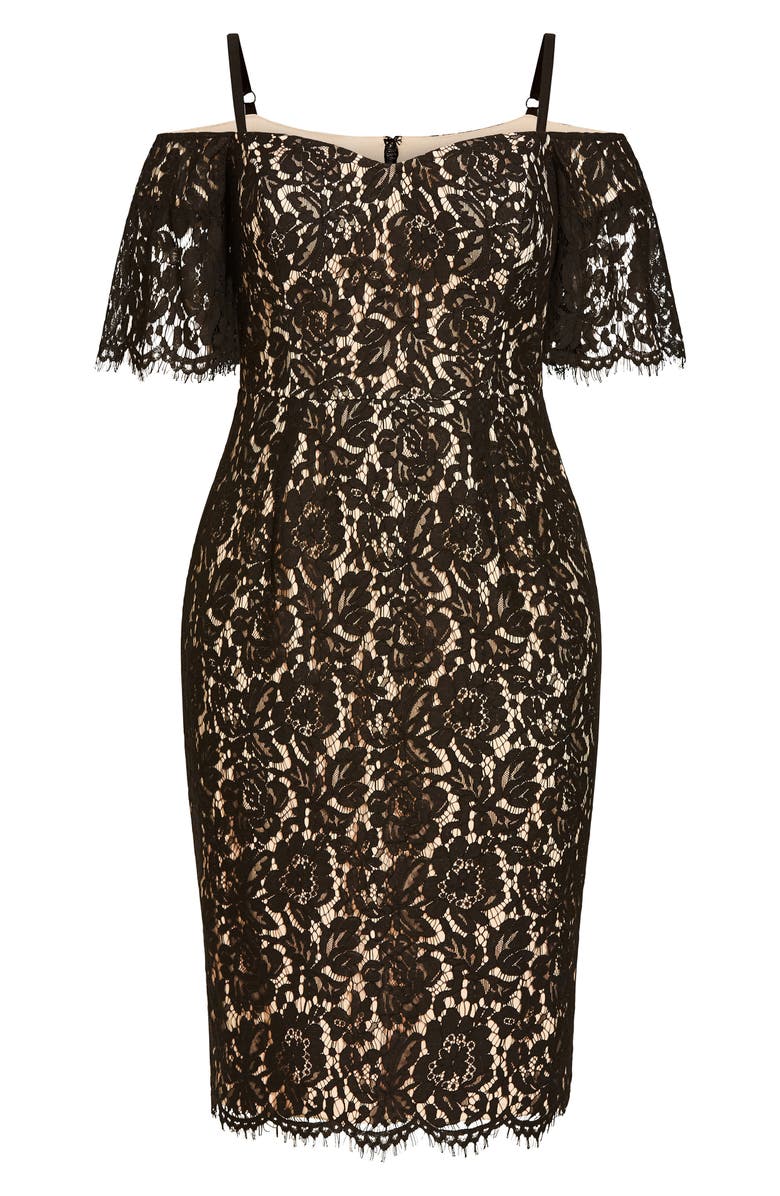 City Chic Lace Whisper Bodycon Cotton Dress, Alternate, color,