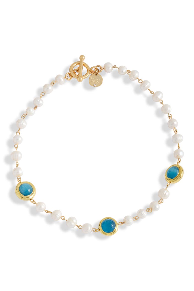 Crystal Station Cultured Pearl Necklace, Main, color, GOLD