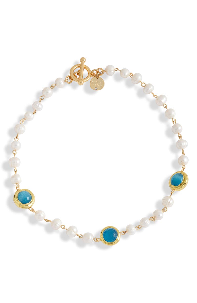 Karine Sultan Crystal Station Cultured Pearl Necklace, Main, color, Gold