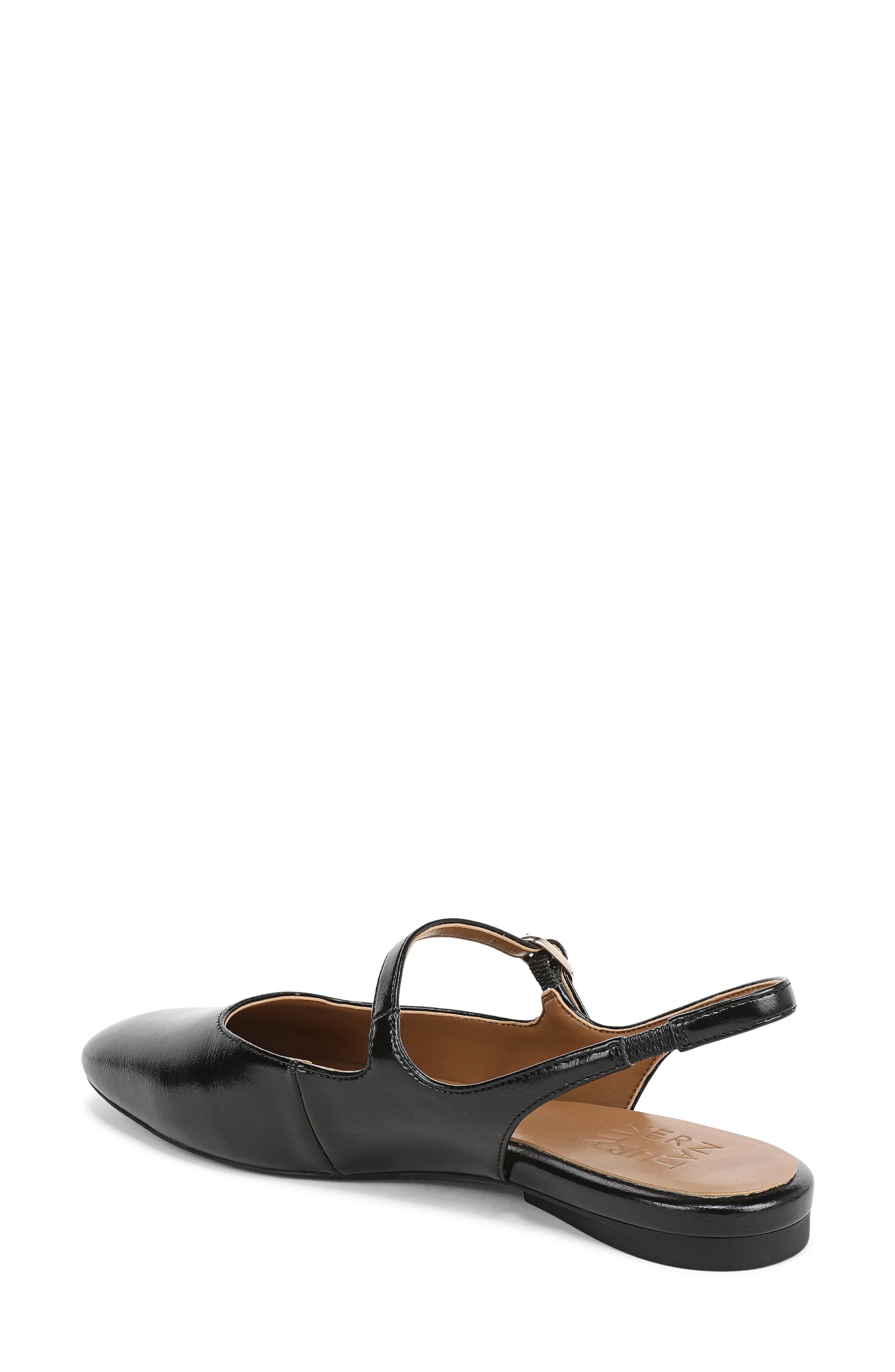 Naturalizer Anikka Slingback Flat, Alternate, color, Black Faux Leather