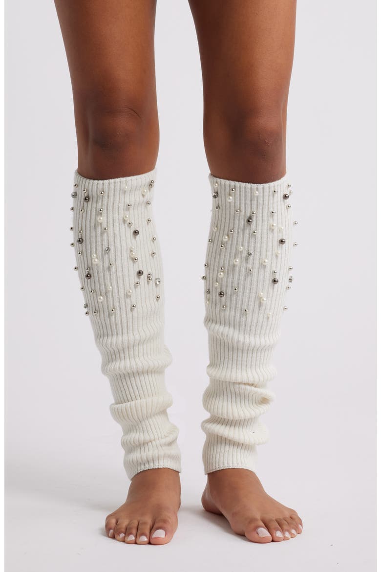 Blake Embellished Leg Warmers, Main, color, IVORY