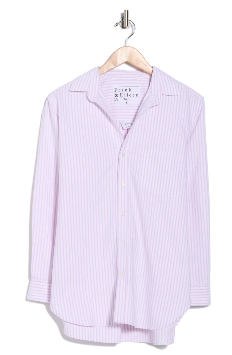 Frank & Eileen Joedy Boyfriend Cotton Button-Up Shirt, Alternate, color, Wide Purple Stripe
