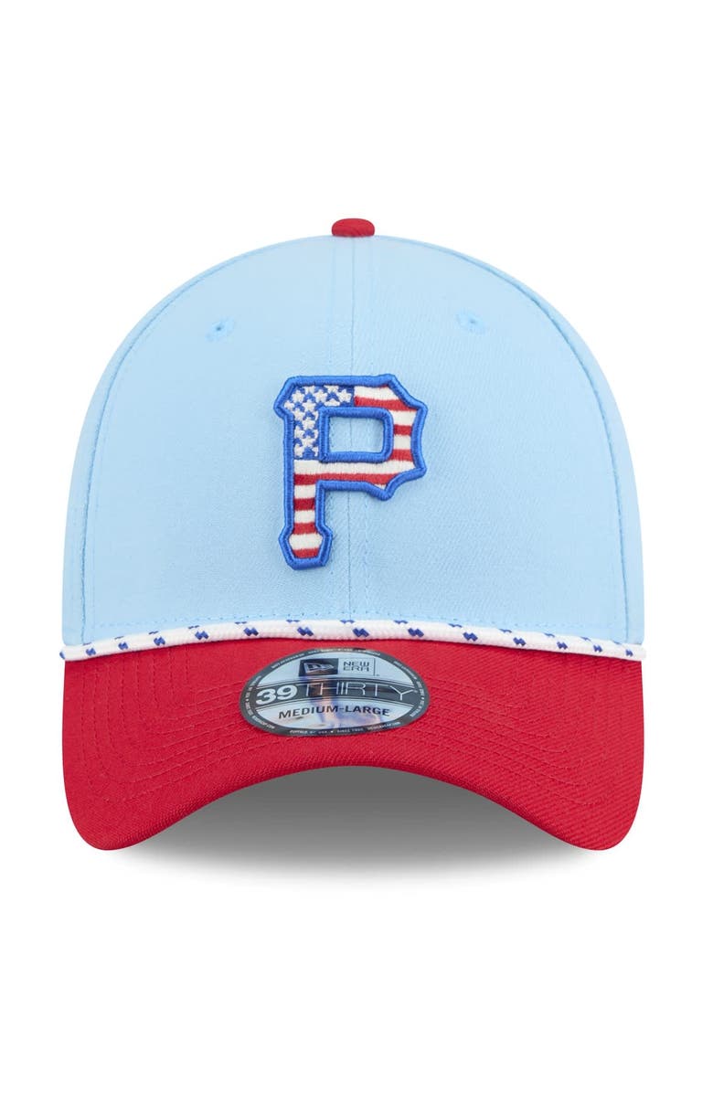 New Era Men's New Era Light Blue/Red Pittsburgh Pirates 2025 Fourth of July 39THIRTY Flex Hat, Alternate, color, Light Blue