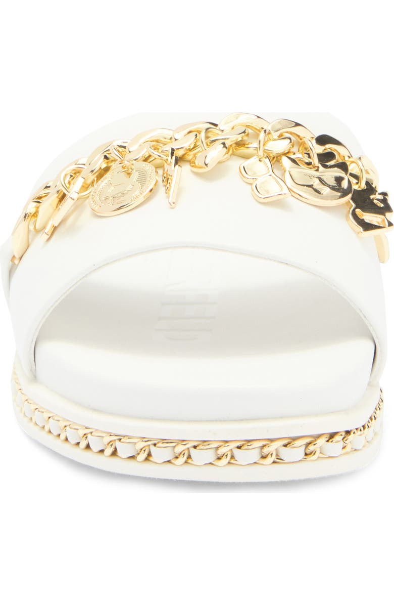 KARL LAGERFELD PARIS Basia Charm Chain Slide Sandal, Alternate, color, White/ Gold