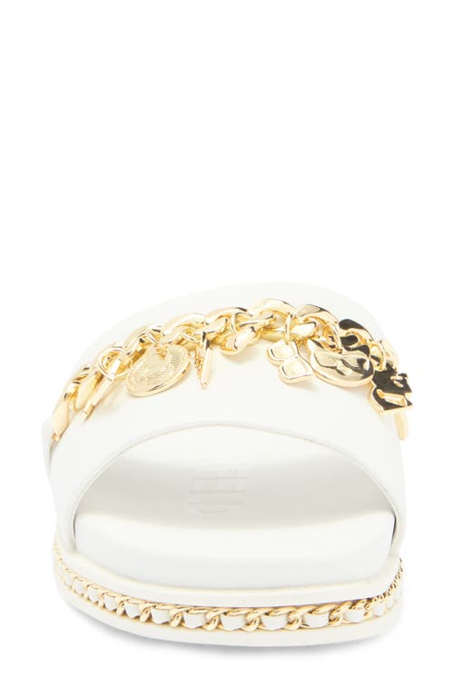 Karl Lagerfeld Paris Basia Charm Chain Slide Sandal In White/gold