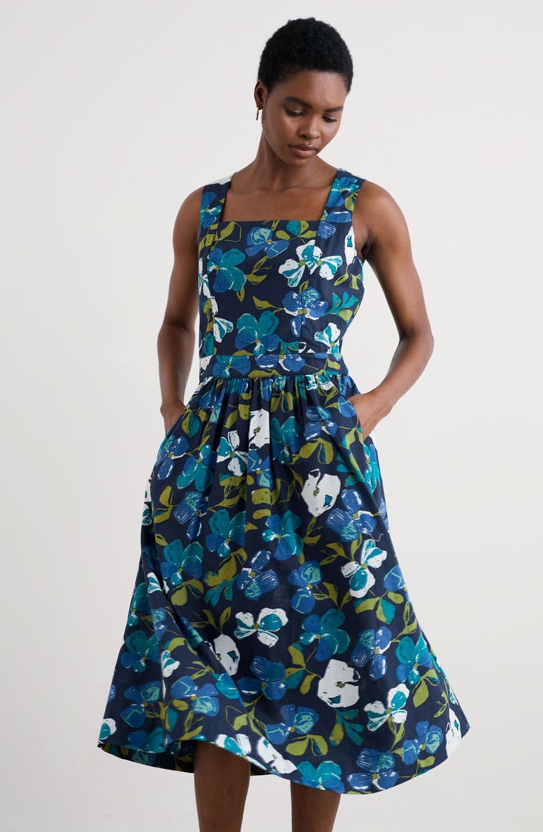 Seasalt Cornwall Shearwater Organic Cotton Midi Sundress, Alternate, color, Lamorna Bloom Maritime