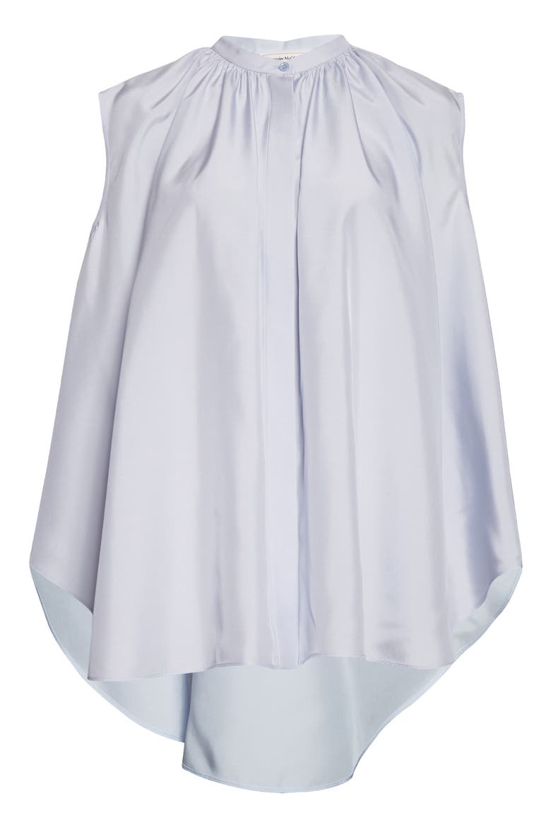 Box Pleat Sleeveless Silk Shirt, Alternate, color, SPRING BLUE