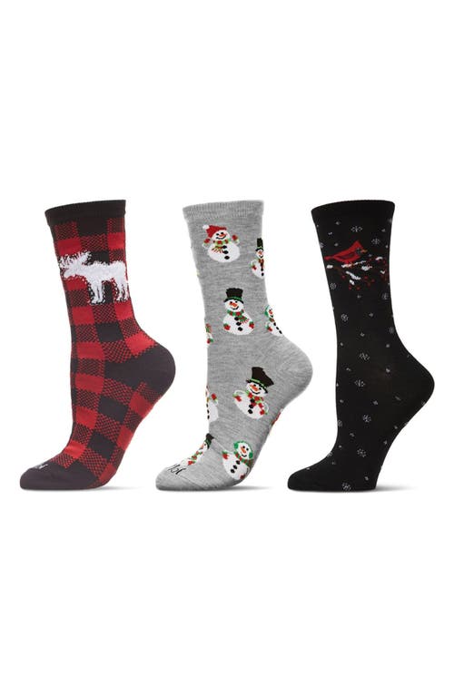 Memoi Winter Skiing Assorted 3-pack Crew Socks In Multi