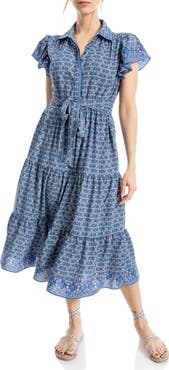 MAX STUDIO Floral Tie Front Shirtdress