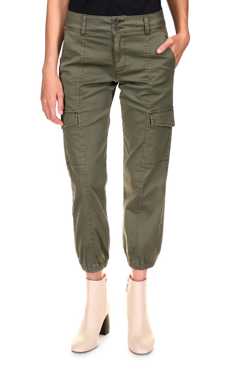 Sanctuary Rebel Crop Stretch Cotton Cargo Pants, Main, color, Hiker Green