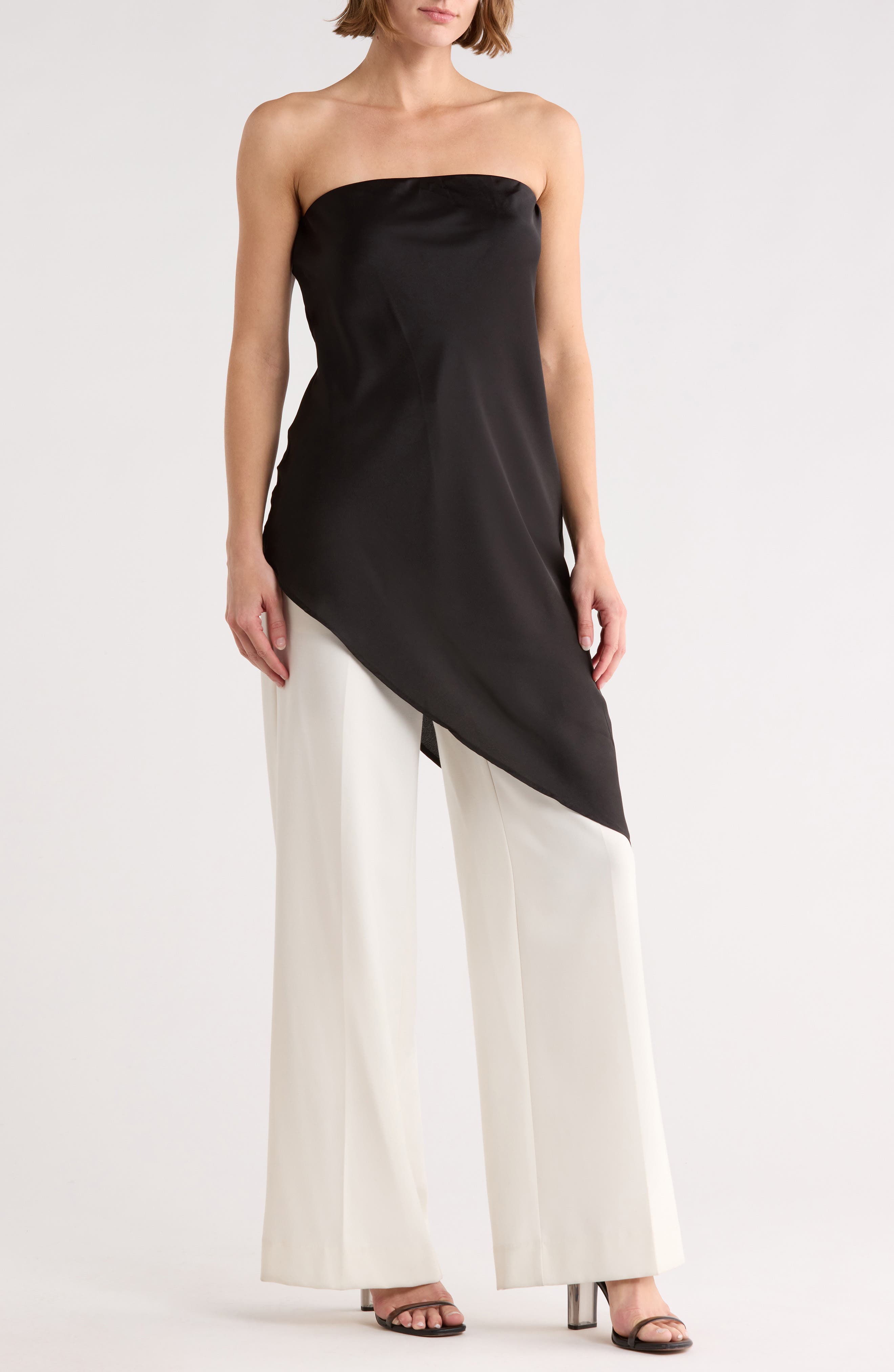 Renee C Asymmetric Strapless Tunic Top