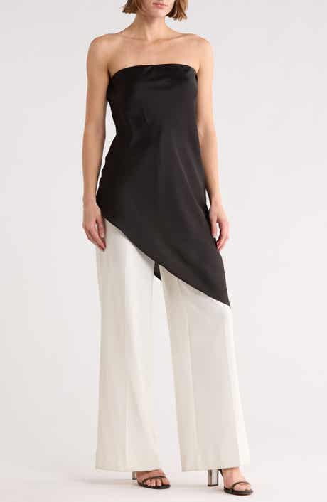 Renee C Asymmetric Strapless Tunic Top