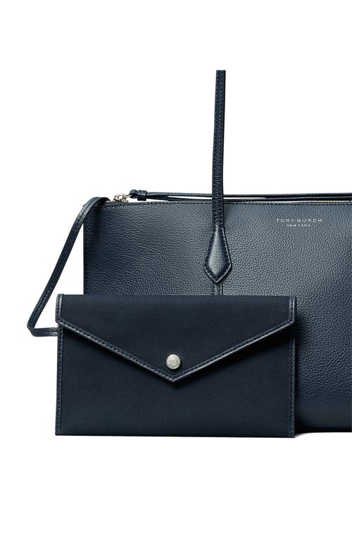 Tory Burch Small Perry Leather Zip Tote In Blue