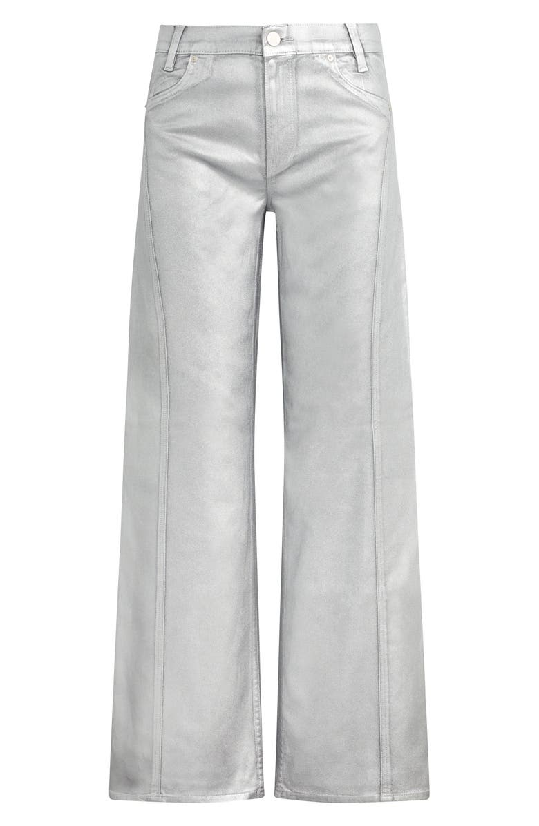 Hudson Jeans Lexi Seamed Metallic Straight Leg Jeans, Alternate, color, Matte Silver Foil