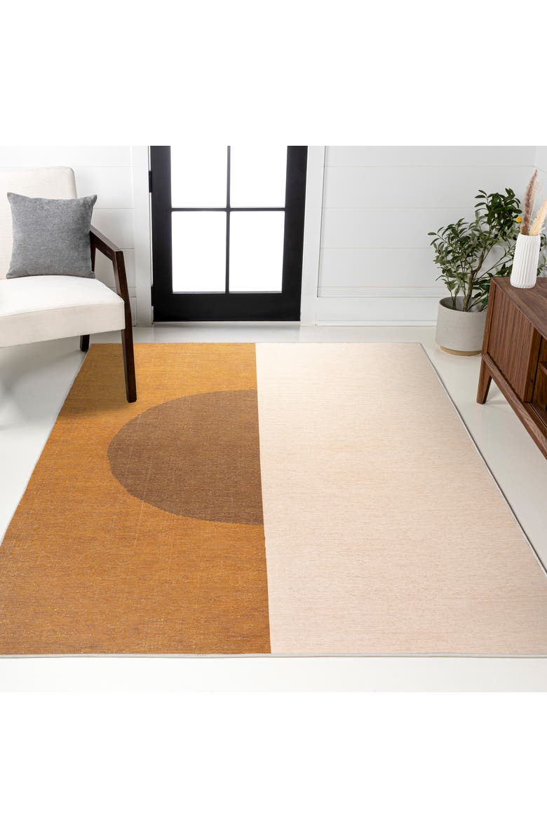 JONATHAN Y Demie Minimalist Graphic Circle Machine-Washable Area Rug, Alternate, color, Brown/Cream/Terracotta