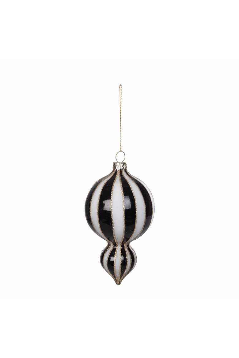 Black & White Stripe Set of 2 Christmas Ornaments, Alternate, color, White