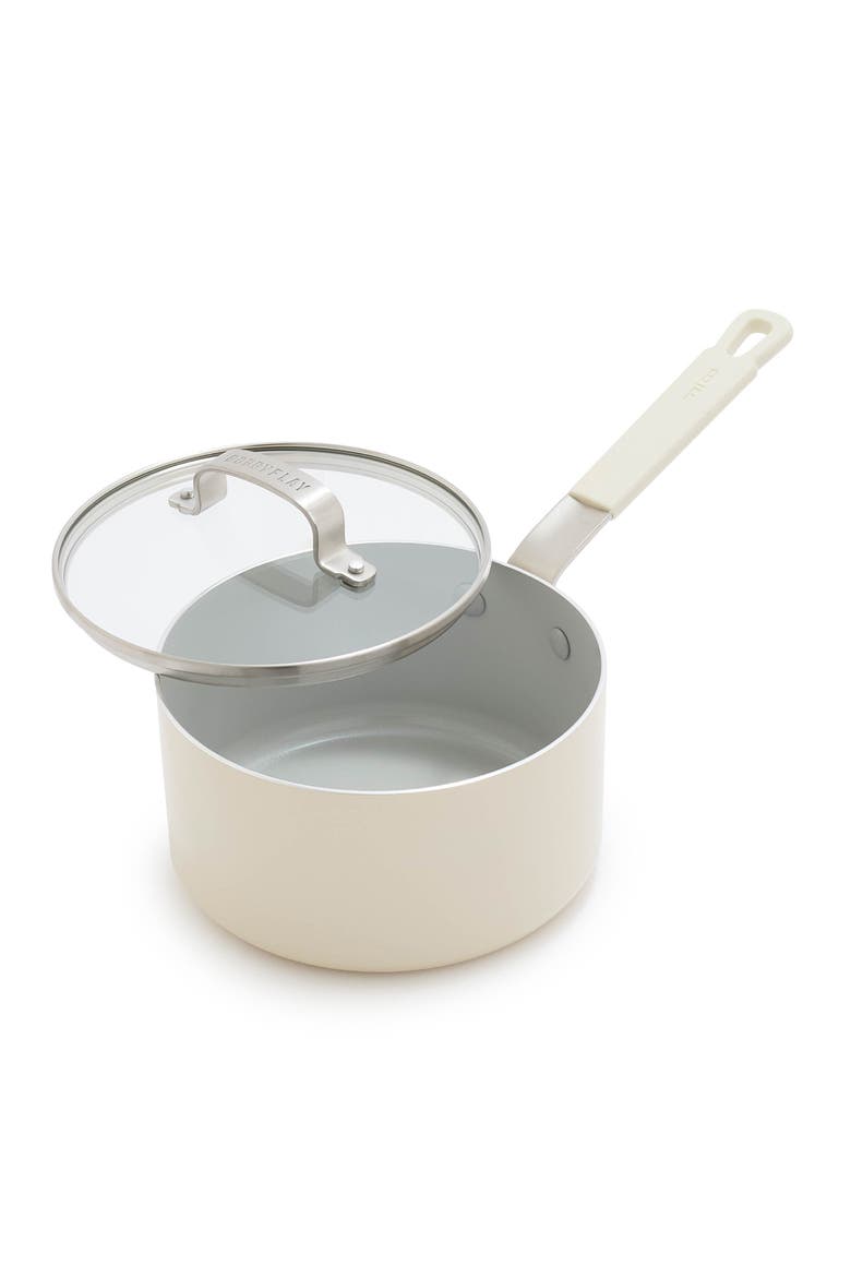 x Bobby Flay Professional Ceramic Nonstick 2.53-Quart Saucepan with Lid, Main, color, CREAM