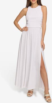 【DKNY】クリンクル スモック ブルゾン ミディドレス DKNY Women's Crisscross Pleated Side-Slit Sleeveless Gown