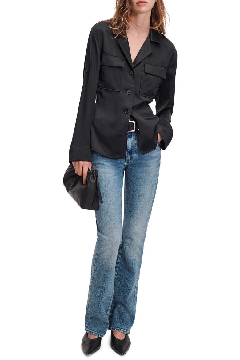Sonny Silk Shirt, Alternate, color, BLACK