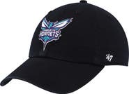 '47 Men's '47 Black Charlotte Hornets Team Logo Clean Up Adjustable Hat