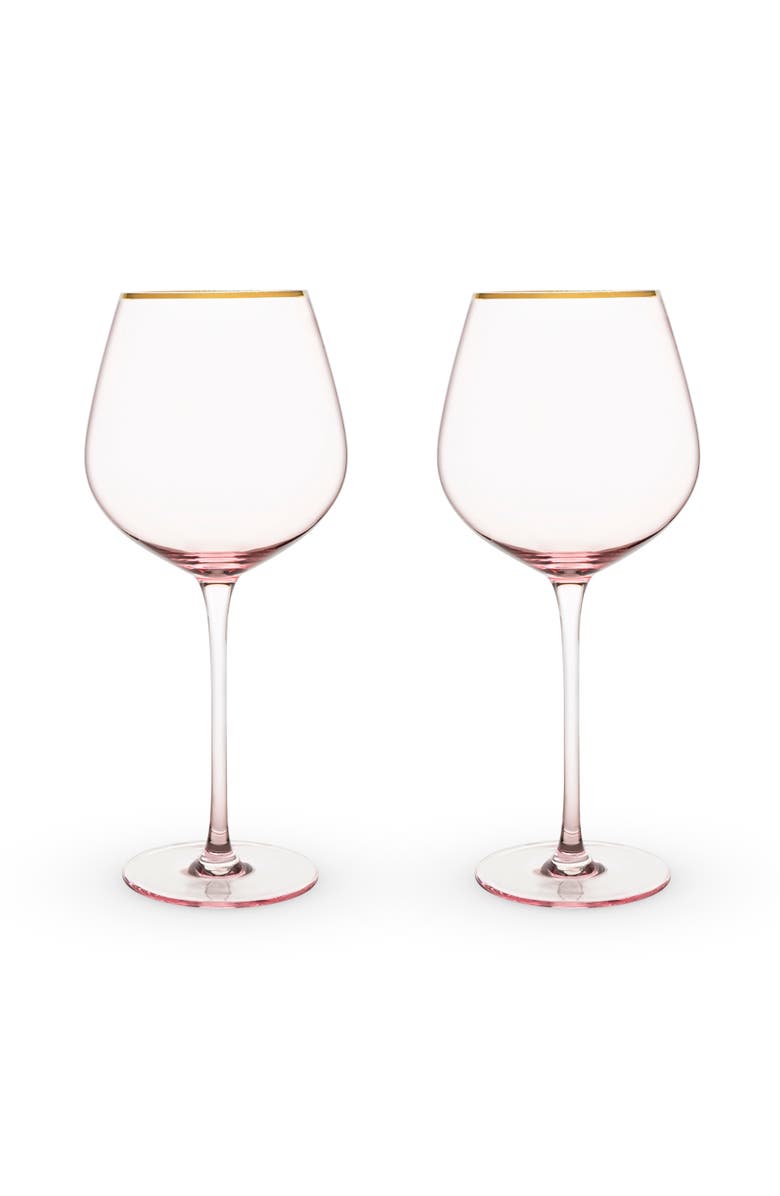 TWINE Rose Crystal Red Wine Glasses Set of 2, Alternate, color, Pink